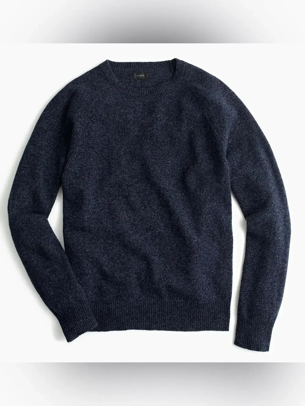 J. Crew Marled Lambswool Crew Pullover Sweater in Heather Midnight Textured Blue